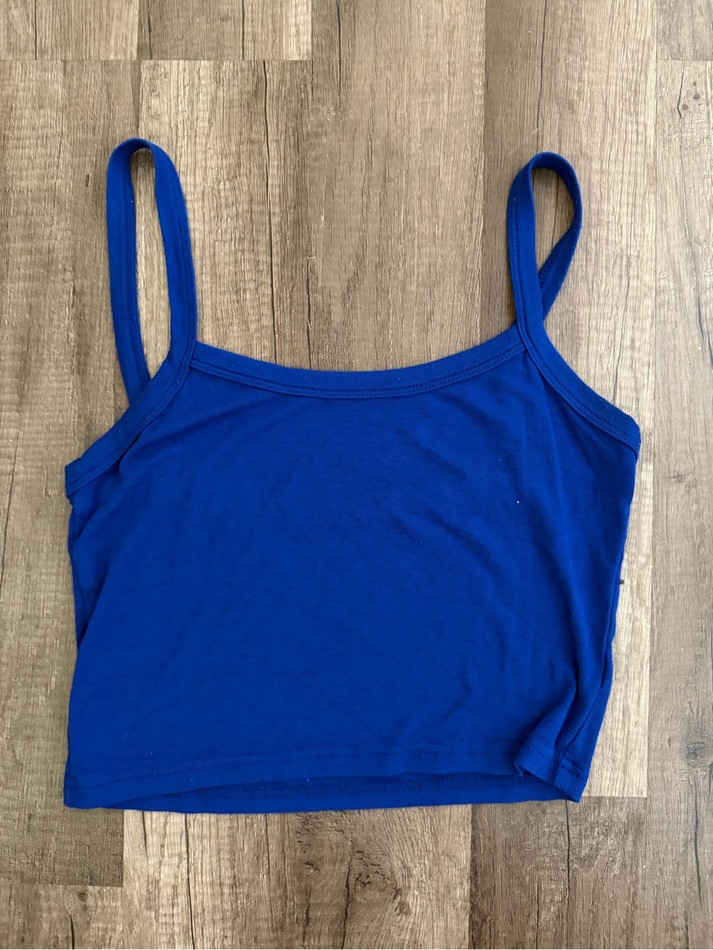 Blue Women's Cropped Tank Top - Classic Spaghetti Straps